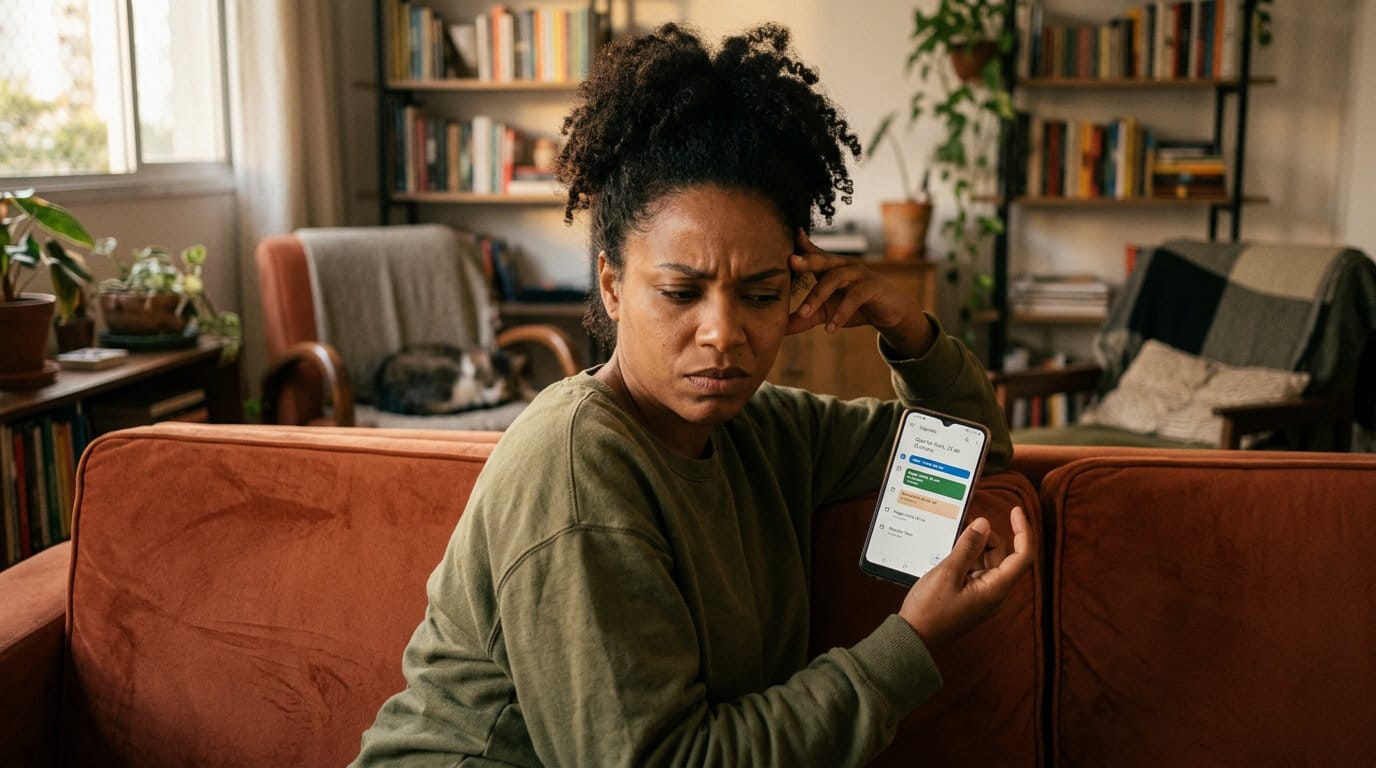 Pessoa aguardando resposta do plano de saúde com expressão de frustração, representando descumprimento de prazo de atendimento.